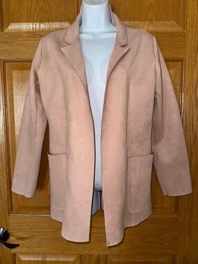 Zara Dusty Pink Moleskin Open-Front Blazer Jacket S